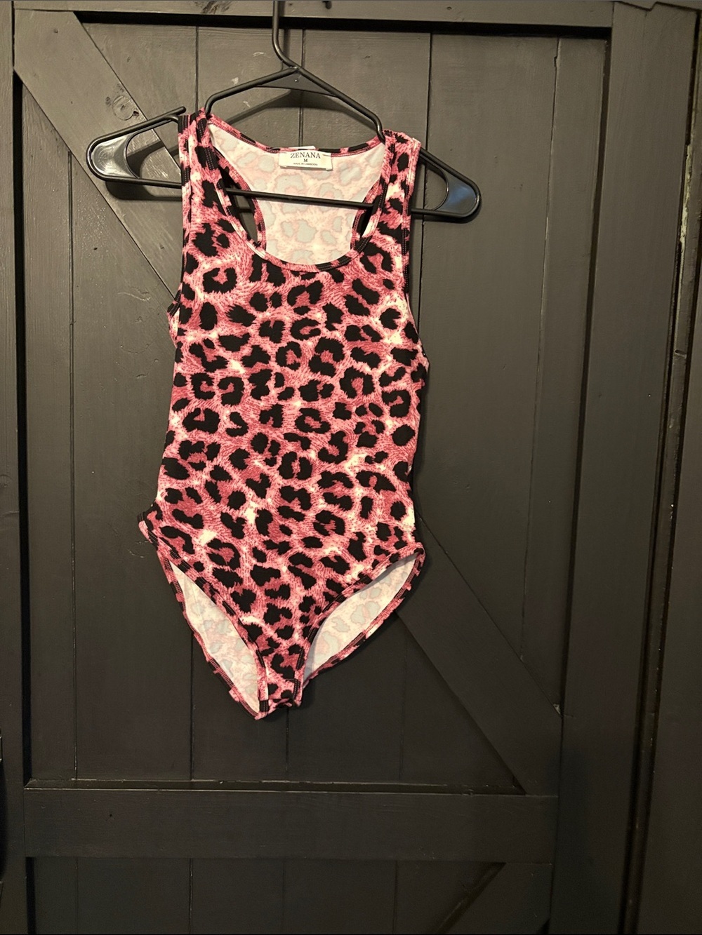 Zenana Outfitters Pink and Black Leopard Print One-Piece